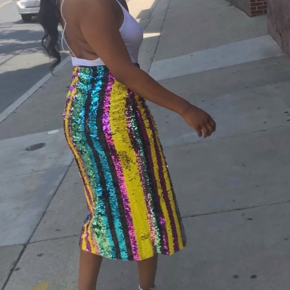 **LAST ONE SIZE SMALL** Sequin Stripe Skirt - Picture 6 of 7